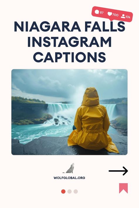 Person in yellow raincoat sitting before Niagara Falls, with text about Instagram captions above.
A graphic of checklists with humorous Niagara Falls-related captions and emojis.
A person with a laptop surrounded by social media icon graphics and promotional text. Fall Insta Captions, Waterfall Captions, Niagara Falls State Park, Travel Captions, Niagara Falls Canada, Living On The Edge, Fall Travel, Instagram Captions, Travel Quotes