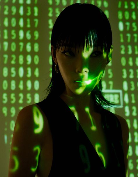 Layla Ong for A Magazine by Shawn Paul Tan inspired by the Matrix trilogy A Magazine, Green Screen, Screen, Magazine, Wall, Green, Photography