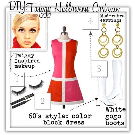 60s Costume Diy, Twiggy Halloween Costume, Twiggy Outfits, Twiggy Costume, Mod Fashion Women, Chopped Haircut, Twiggy Hair, 60s Outfit, 60s Mod Fashion