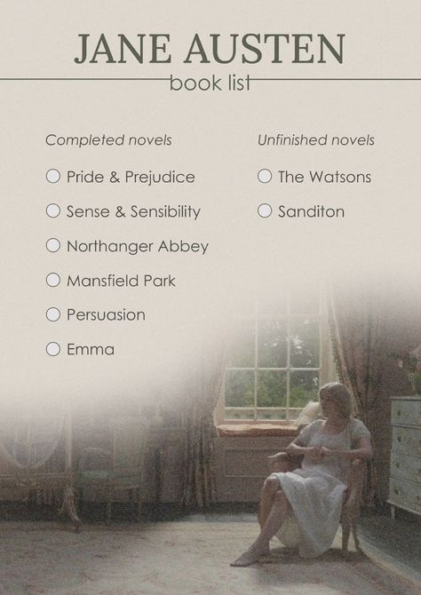 Classic Literature Checklist, Jane Austen Books List, Classic Book Checklist, Classic Books To Read List Novels, Book Checklist Reading, Classic Books To Read List, Books Checklist, Book Checklist, Best Classic Books