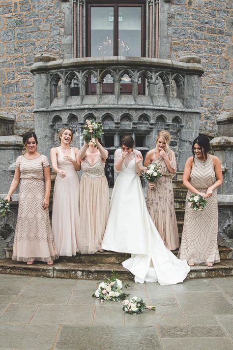 Beige Bridesmaid Dresses, Markree Castle, Beige Bridesmaid Dress, Cream Bridesmaid Dresses, Ivory Bouquet Wedding, Ivory Wedding Gown, Neutral Bridesmaid Dresses, Bridesmaid Style, Castle Wedding