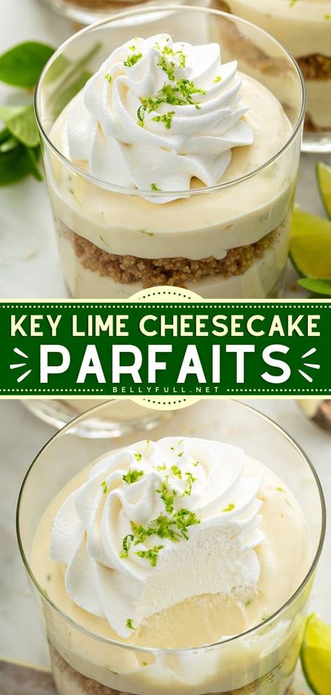 Desserts That Aren't Too Sweet, Italian Bridal Shower Desserts, No Bake Key Lime Cheesecake, Graham Cracker Crust Cheesecake, No Bake Key Lime, Key Limes, Mason Jar Desserts, Dessert Cups Recipes, Caramel Treats