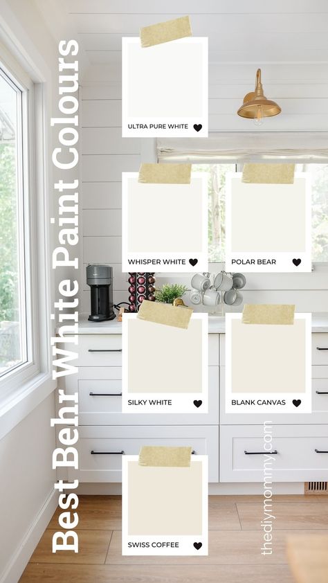 Best Behr White Paint - how to choose! Neutral White Behr Paint, Behr Whites And Neutrals, Best Behr White, Behr White Paint Colors, Behr White Paint, Home Depot Paint Colors, Cute Interior Design, Paint Carpet, Off White Paint Colors