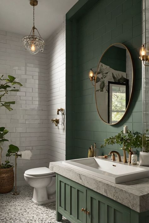 Discover how wall-mounted faucets add a touch of luxury and functionality to your bathroom, ultimately increasing your home's resale value with this daily interior designer routine. #Ad #homedecor #homedesign #bathroom #Painthome interiorarchitecture best Wall Colors for Bathroom Colors
Bright Room Colors
best colors combinations bathroom
bathroom Remodeling
Modern Paint Colors
2024 Green Bathroom With Silver Fixtures, Bathroom Green Paint, Bathrooms With Colour, Green Walls In Bathroom, Emerald Wall Color, Green Restroom, Bathroom Color Drenching, Bathroom Color Combinations, Green Paint Bathroom Walls