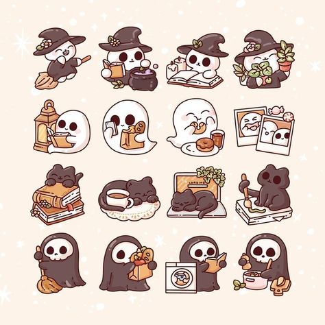 App Icon Design Halloween, October Cute Drawings, Planner Stickers Ideas, Halloween Stickers Cute, Physics Design Ideas, Halloween Sticker Ideas, Lofi Halloween, Halloween Stickers Aesthetic, Good Notes Stickers