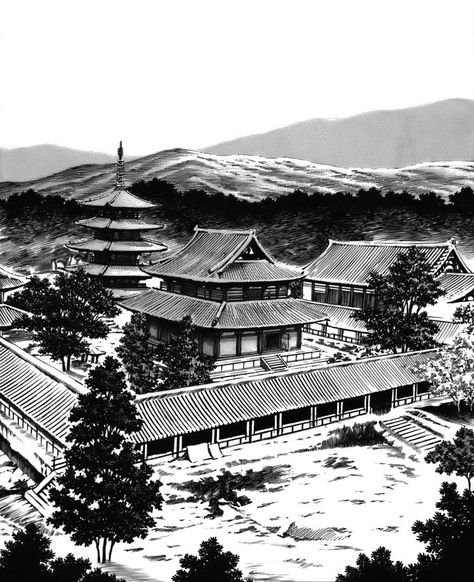 Black Pen Drawing, Japan Landscape, Pen Art Drawings, Landscape Sketch, Landscape Concept, Perspective Art, Landscape Background, Japanese Architecture, Landscape Drawings