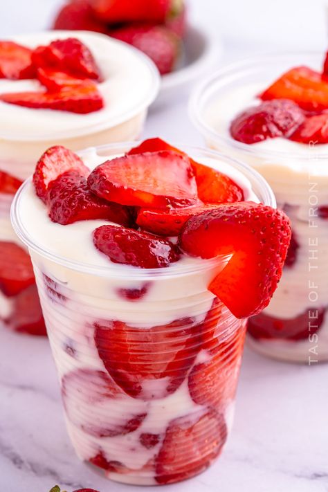 Simple and easy, you'll delight in the creamy texture and fresh flavor of ripe strawberries with crema in this decadent Crema con Fresas. Fresas Crema Recipe Mexican, Quince Snacks, Strawberry With Cream, Strawberries With Cream, Strawberries And Cream Recipe, Traditional Mexican Desserts, Crema Recipe, Breakfast Donuts, Sweet Condensed Milk