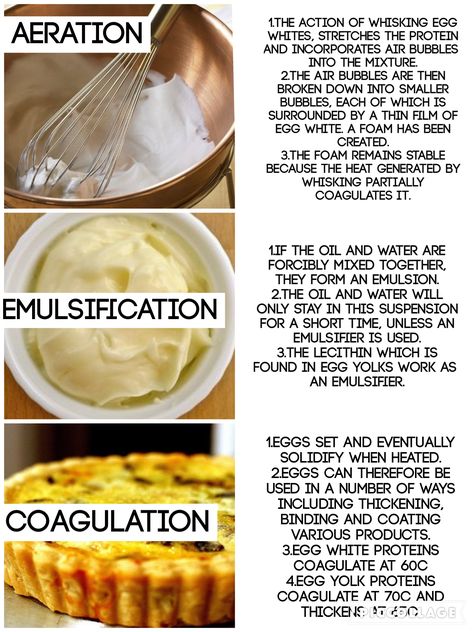 Aeration, Emulsification & Coagulation | Egg Function Gcse Food Tech, Culinary Basics, Food Lessons, Culinary Lessons, Culinary Classes, Culinary Cooking, Culinary Techniques, Food Technology, Food Tech