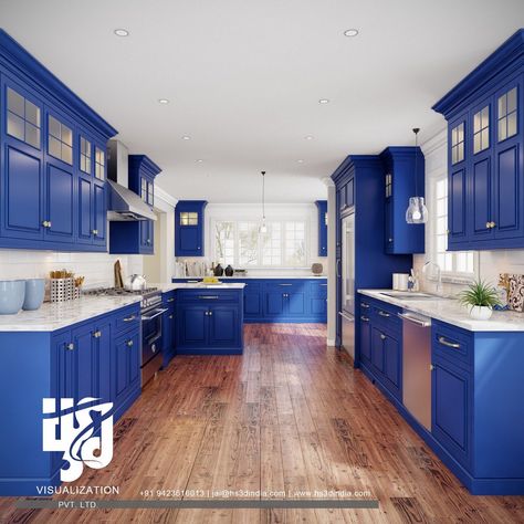 kitchen cabinets colors Country Kitchen Colors, Kitchen Color Schemes, Dark Blue Kitchens, Blue Kitchen Designs, Cabinets Colors, Kitchen Colour Combination, Kitchen Cabinet Trends, Contemporary Kitchen Cabinets, Painted Kitchen Cabinets Colors