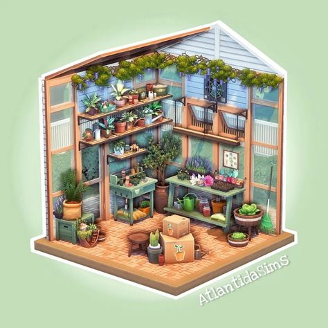 Ts4 Greenhouse, Sims 4 Greenhouse Interior, Sims 4 Greenhouse Build, Sims4 Garden Ideas, Sims4 Greenhouse, Sims Outdoor Ideas, The Sims 4 Greenhouse, Green House Sims 4, Sims 4 Cottage Build