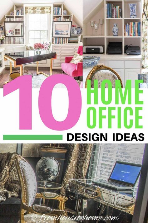 These home office design ideas will show you how to setup a home office that you'll love to work from home in. #fromhousetohome #decoratingtips #homedecor #office  #homeoffice #interiordecoratingtips Functional Office Space, Diy Home Office Desk, Spare Bedroom Office, Home Office Built Ins, Home Office Design Ideas, Office Built Ins, Feminine Home Offices, Office Design Ideas, Modern Office Interiors