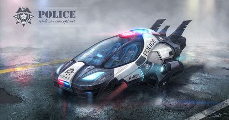 Sci-fi future city -police car, Jina Park on ArtStation at https://www.artstation.com/artwork/X4qeY Hover Car, Cars Art, Futuristic Cars Design, City Vehicles, Starship Design, Flying Car, Spaceship Concept, Spaceship Art, Cyberpunk City