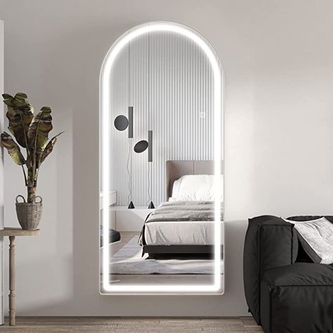 Big Stand Up Mirror, Full Length Mirror With Lights, Standing Floor Mirror, Stand Up Mirror, Arched Full Length Mirror, Mirror For Bedroom, Danish Pastel Room, Floor Length Mirror, Tall Mirror