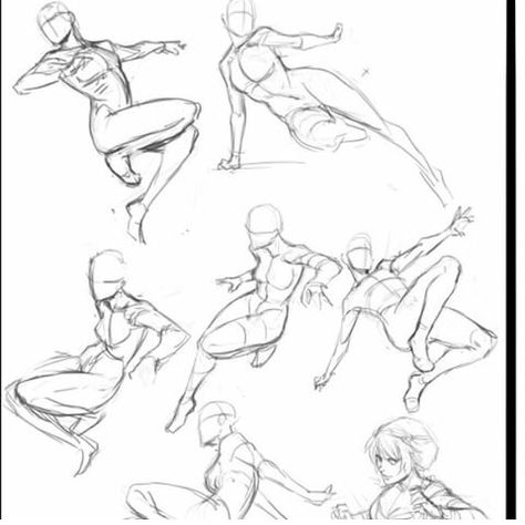 Dodge Action Pose, Fencing Drawing Poses, Female Battle Poses Reference, Action Drawing Poses Reference, Perched Pose Reference, Push Up Reference Pose, Woman Superhero Pose, Dynamic Villain Poses, Pose Reference Fighter Female