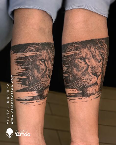 Lion Tattoo Arm Band, Lion Armband Tattoo Designs, Lion Leg Tattoo Men, Lion Arm Band Tattoo, Lion Armband Tattoo, Armband Tattoo Design Men, Lion Band Tattoo Design, Lion Tattoo Realistic, Band Tattoo Designs For Men