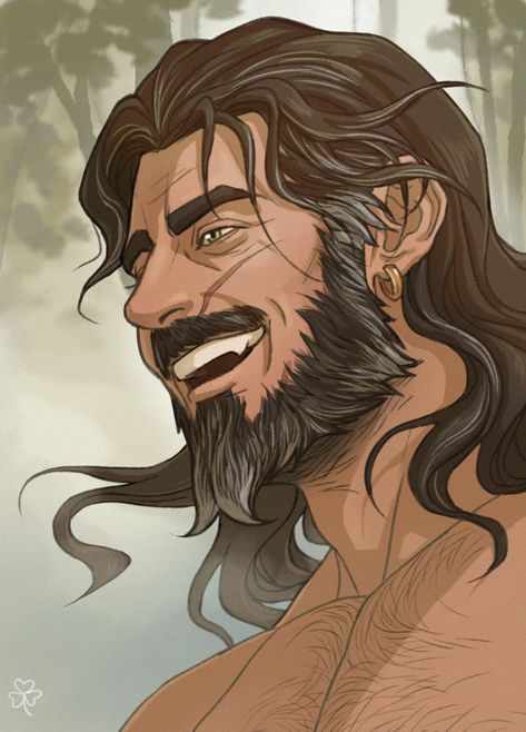 Bearded Man Art, Bearded Elf, Burly Man Character Design, Bear Man Art, Dhampir Male Art, Bearded Man, Man Character Art, Older Man Art, Knight Oc Male