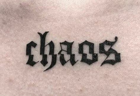 Word Tattoo Designs, Bmth Tattoo, Chaos Tattoo, Barber Tattoo, Nerd Tattoo, Word Tattoo, Text Tattoo, Creepy Tattoos, Tattoo Style Drawings