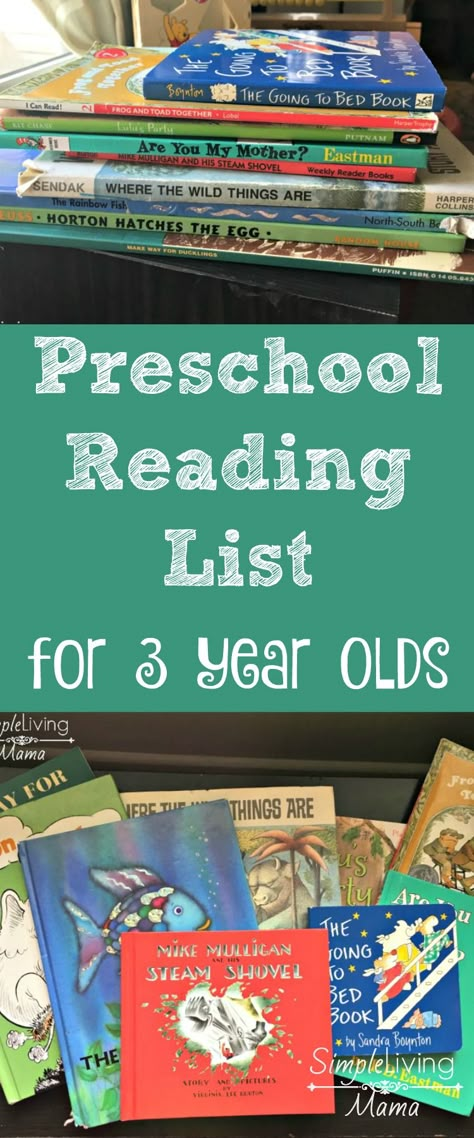 This preschool book list for 3 year olds is full of wonderful books that you can use to introduce your child to the amazing world of reading! Preschool Reading List, Preschool Reading, Preschool Books, Preschool Curriculum, Preschool At Home, Preschool Lessons, Toddler Learning Activities, Preschool Learning Activities, Homeschool Preschool