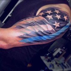 Red Line Tattoo, Cop Tattoos, American Flag Sleeve Tattoo, Firefighter Tattoos, Police Tattoo, Firefighter Tattoo, Flag Tattoos, Fire Fighter Tattoos, Military Tattoo