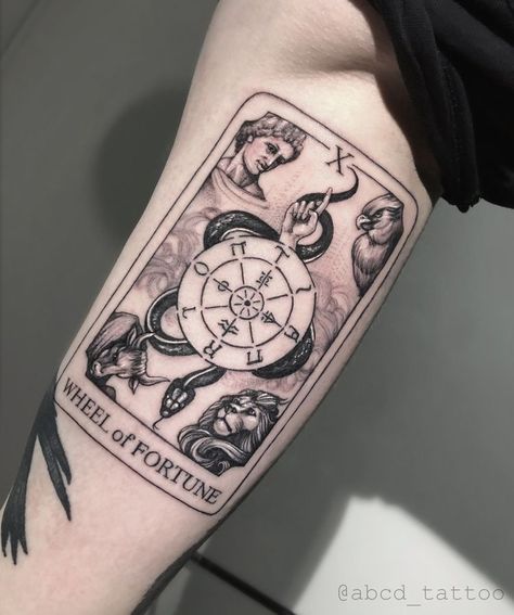 Think Tattoo, Tarot Card Tattoo, Tarot Tattoo, Wicked Tattoos, Biomechanical Tattoo, Card Tattoo, Dream Tattoos, Wheel Of Fortune