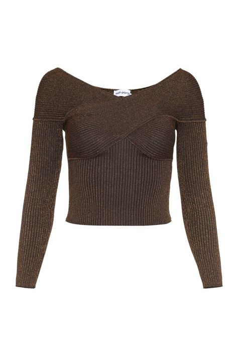 Find Self-portrait Knitted Lurex Top on Editorialist. Knitted lurex top Off-the-shoulder neckline Ribbed item 40% Viscose, 24% Polyamide, 26% Polyester Crop Top Off Shoulder, Lurex Top, Lurex Knit, Crop Top Casual, Off Shoulder Top, Off Shoulder Tops, Brown Fashion, Dressed Down, Favorite Jeans