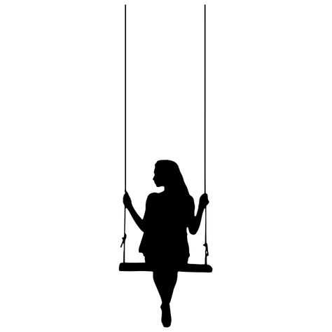 Lady On A Swing Silhouette By vane Person Silhouette Drawing, Silouette Drawings Person, Person Swinging, Swing Drawing, Flying Bird Drawing, Swing Tattoo, Odyssey Art, Silhouettes Of People, Person Silhouette