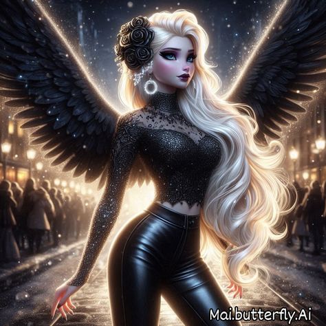 #elsa in Black 🖤🪐❄️☄️ Elsa Modern Fanart, Evil Elsa, Evil Elsa Concept Art, Evil Elsa Fanart, Elsa As Anime, Action Adventure Movies, Hua Mulan, Adventure Movie, Frozen Movie