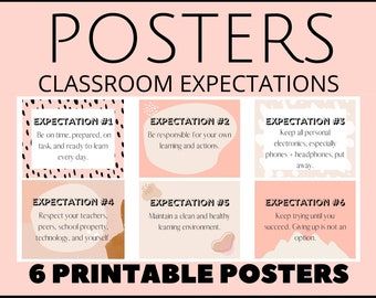 LSDesigns479 - Etsy High School Classroom Expectations, Classroom Expectations Highschool, Neutral Classroom Decor Middle School, Classroom Expectations Poster, Classroom Norms, Class Expectations, Neutral Classroom, Neutral Classroom Decor, Classroom Decor Middle