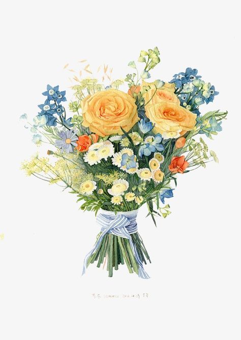 Flower Bouquet Png, Flower Bouquet Drawing, Flower Bouquet Painting, A Bouquet Of Flowers, Watercolor Bouquet, 수채화 그림, Trendy Flowers, Bouquet Of Flowers, Flower Illustration