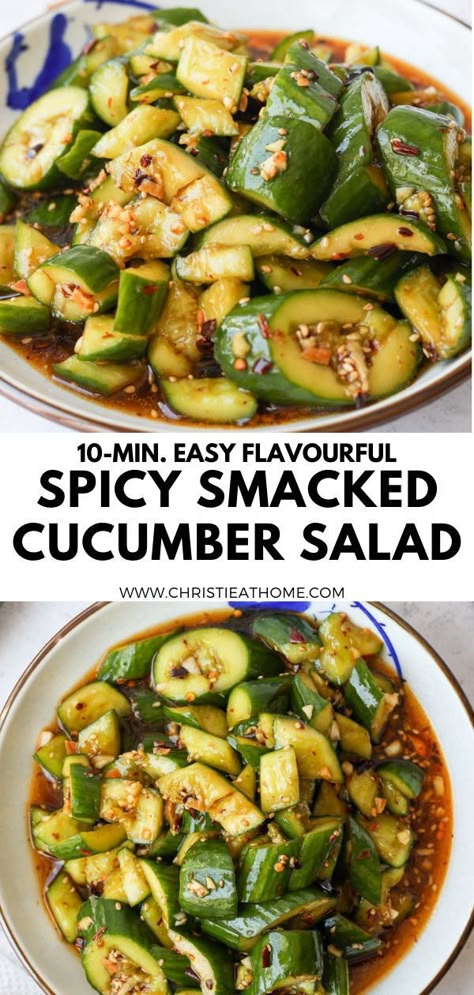 Easy Asian Cucumber Salad, Spicy Cucumber Salad, Sommer Mad, Asian Cucumber Salad, Salad Pasta, Easy Asian, Think Food, Health Dinner Recipes, Asian Cooking