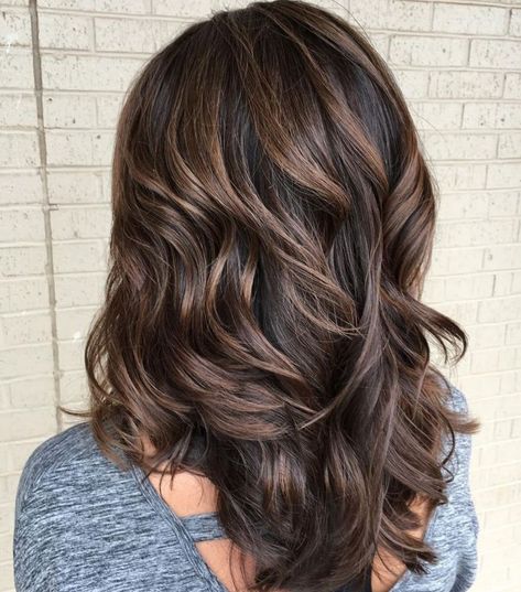 Dimensional Layers with Chocolate Balayage Fun Hairstyles, Brown Hairstyles, Rambut Brunette, Long Shag, Subtle Balayage, Thick Wavy Hair, Bob Hairstyles For Thick, Layered Hairstyles, Balayage Hair Dark