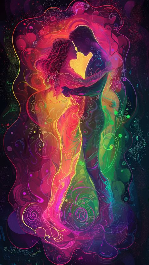 Only a few tickets left for the Twin Flames Universe Spiritual Life Summit. Don't miss transformative workshops, a chance to connect with a soulful community, and attend a Twin Flame Wedding! Secure your spot today. unionism.org  This dreamy illustration captures the essence of love and soulmates in a delightful splash of neon colors. Pinks, blues, and purples blend beautifully, representing the magical connection of two souls. Twin Flame Wedding, Beautiful Illustration Art, Soulmate Art, Dreamy Illustration, Universe Spiritual, Soulmates Art, Twin Flame Art, Product Inspiration, Romantic Wallpaper