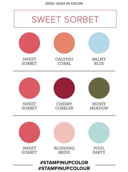 Sorbet Wedding Colors, Sweet Sorbet Color Combo, Stampin Up Crushed Curry Color Combo, Stampin Up Color And Contour Bundle, Sweet Sorbet Designer Series Paper, Stampin Up Sweet Sorbet, Valentine Coloring, Color Grouping, Coordinating Colors