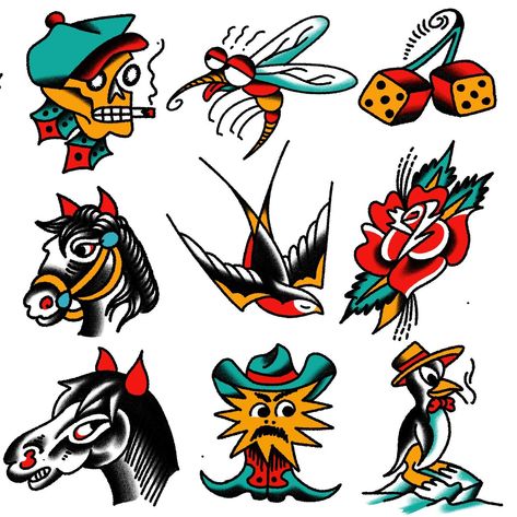 Traditional Dog Tattoo Flash, American Traditional Penguin Tattoo, Weird Tattoo Designs, Flower Traditional Tattoo, Western Traditional Tattoo, America Tattoo, Trad Tattoos, Penguin Tattoo, Tattoos Inspo