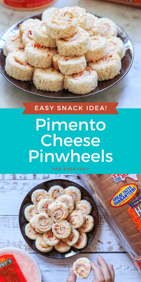 Ways To Eat Pimento Cheese, Pimento Cheese Roll Ups, Cheese Pinwheels Appetizers, Pimento Cheese Appetizer Ideas, Pimento Cheese Pinwheels, Pimento Cheese Appetizer, Bunco Snacks, Pinwheels Appetizers, Pimento Cheese Sandwich