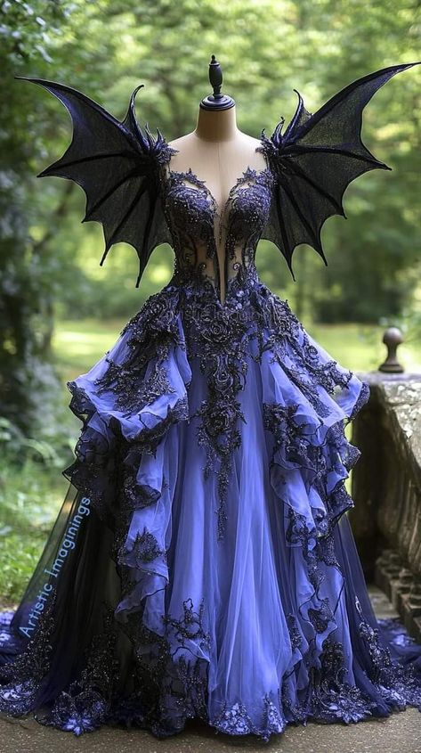 Mystical Dresses Fairytale, Mythical Dresses, Fantasy Formal, Acotar Cosplay, Goth Weddings, Tease Hair, Halloween Gown, Gothic Gowns, Magical Dress