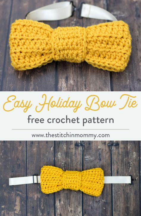 Tie Pattern Free, Crochet Bows Free Pattern, Crochet Bow Ties, Crochet Bow Pattern, Crochet Baby Boy Hat, Crochet Pet, Crochet Appliques, Bowtie Pattern, Crochet Patterns Free