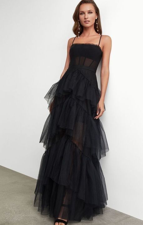 Midnight Wedding, Tulle Ruffle Dress, Ruffle Dress Black, Dream Dresses, Prom Dress Inspiration, Cute Prom Dresses, Pretty Prom Dresses, فستان سهرة, Tulle Gown