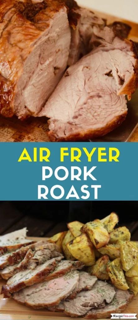 Air Fryer Pork Roast. How to cook pork roast in the air fryer. Including delicious crispy air fryer roasted sweet potatoes. Easy to meal prep and perfect for quick pork roast dinners. #porkroast #airfryerrecipes #airfryer #airfryerpork #airfryerporkroast #roastpork Air Fryer Pork Roast, Roast In The Air Fryer, Slow Cooker Balsamic Chicken, Cooking Pork Roast, Boneless Pork Roast, Roast Dinners, Clean Dinner Recipes, Air Fryer Pork, Potatoes Easy