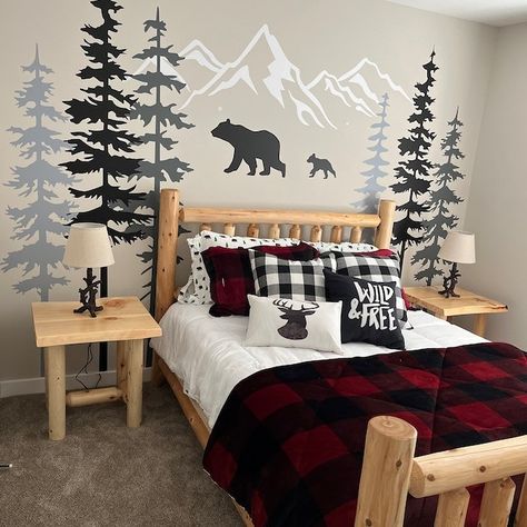 Camping Theme Bedroom, World Map Nursery, Forest Wall Decals, Room Improvement, Map Nursery, Map Wall Decal, Wall Decal Nursery, Nursery Decor Wall, Kid Bedroom