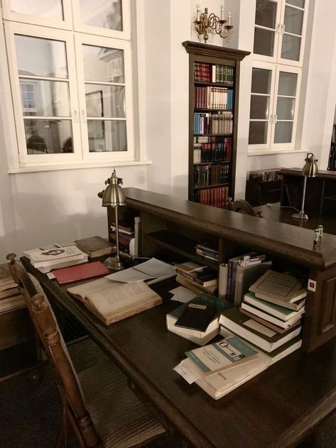 Library Aesthetic Room, Dark Academia Desk, Dark Academia Study, Cozy Academia, Cozy Books, Cozy Study, Academia Room, Classic Academia, Library University