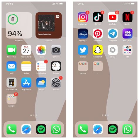 Iphone App Organization Simple, Ways To Organize Your Phone Apps, Iphone Apps Organize, Iphone Organization Apps, Simple Homescreen Layout, Organize Apps On Iphone, Iphone Interface, Iphone Tutorial, Phone Apps Iphone