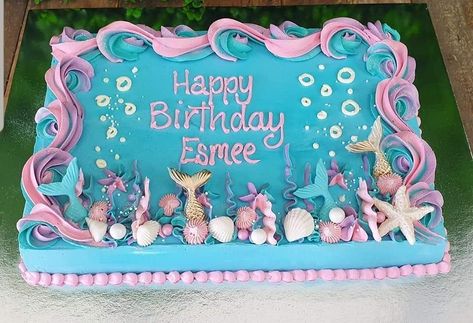 Underwater Birthday Cake, Underwater Birthday, Cake Rainbow, Mermaid Birthday Party Decorations, Birthday Sheet Cakes, Mermaid Theme Birthday Party, Mermaid Birthday Cakes, Dessert Cakes, Little Mermaid Birthday