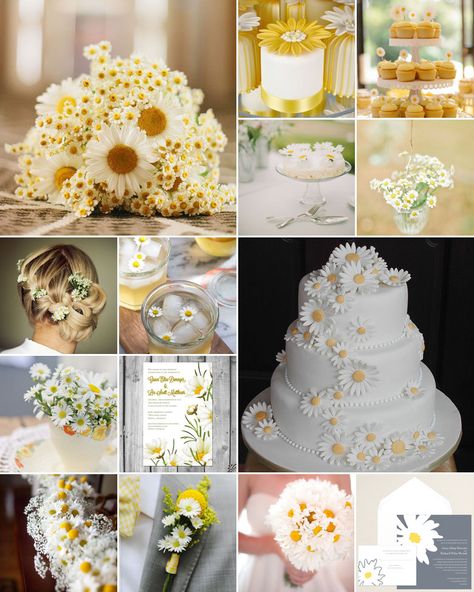 such gorgeous plan out-daisy galore Daisy Themed Wedding, Daisy Wedding Theme, 25th Wedding Anniversary Party, Yellow Wedding Theme, Wedding Themes Summer, Daisy Wedding, 25th Wedding Anniversary, Wedding Anniversary Party, Wedding Flower Decorations