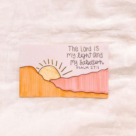 Chloe ☀︎︎ on Instagram: ““The Lord is my light and my salvation so why should I be afraid? The Lord is my fortress, protecting me from danger, so why should I…” Cute Bible Verse Notecards, Bible Index Cards, Index Card Drawings, Bible Verse Index Cards, Bible Notecards, Bible Verse Notes, Bible Verse Notecards, Christian Art Ideas, Christian Notes