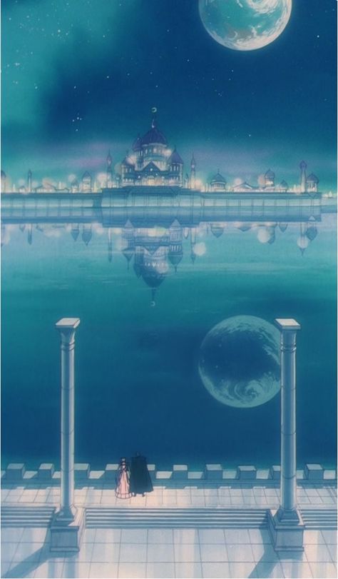 Sailor Moon Blue Wallpaper, Sailor Moon Palace, Sailor Moon Castle, Sailor Moon Landscape, Sailor Moon Phone Wallpaper, Sailor Moon Scenery, Sailor Moon Background, Moon Kingdom, Moon Palace