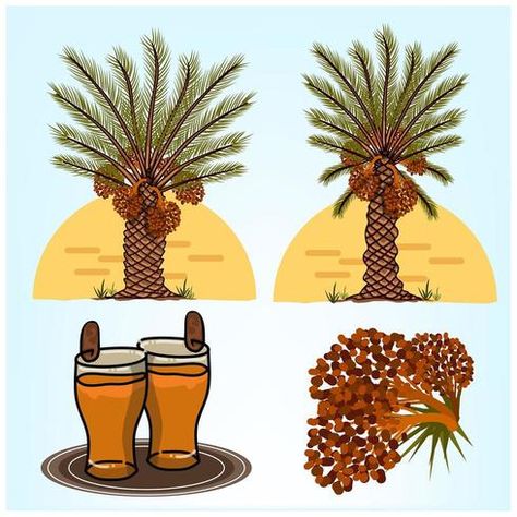 Date Palm Tree Illustration, Phoenix Dactylifera, Date Palm Tree, Palm Tree Background, Dates Tree, Interactive Infographic, Islamic Kids Activities, Tree Background, Lettering Guide