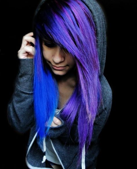 Purple and blue hair. Purple And Blue Hair, Emo Hairstyle, Emo Scene Hair, Emo Hair, Scene Girls, Style Rock, Fringe Hairstyles, Scene Hair