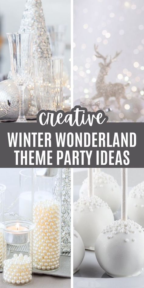 Fun winter wonderland birthday party theme, winter wonderland baby shower theme or Christmas party ideas for kids and adults. Creative winter party that not everyone else is doing! Winter wonderland decor, winter wonderland table decorations, winter wonderland recipes and more for this DIY winter party. #winterparties #christmasparties #winterbabyshower Winter Wonderland Baby Shower Theme, Winter Wonderland Table Decorations, Snowflake Theme Party, Winter Wonderland Theme Party, Winter Party Foods, Wonderland Theme Party, Winter Wonderland Ball, Winter Wonderland Christmas Party, Winter Wonderland Party Theme