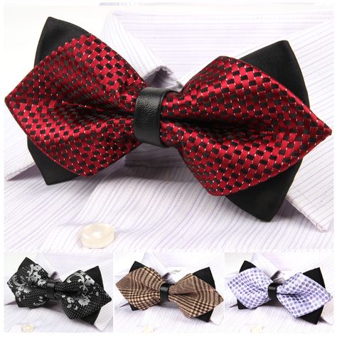 Fashion 2 tone Mens Bow Tie Grid Men's Women's Tuxedo PU Leather Neckties Butterfly Bowtie 30 Colors, 200pcs-in Ties & Handkerchiefs from Women's Clothing & Accessories on Aliexpress.com | Alibaba Group Butterfly Bowtie, Girl Tuxedo, Women's Tuxedo, Make A Bow Tie, Baby Suspenders, Necktie Crafts, Suspenders For Kids, Leather Bow Tie, Bowtie Pattern